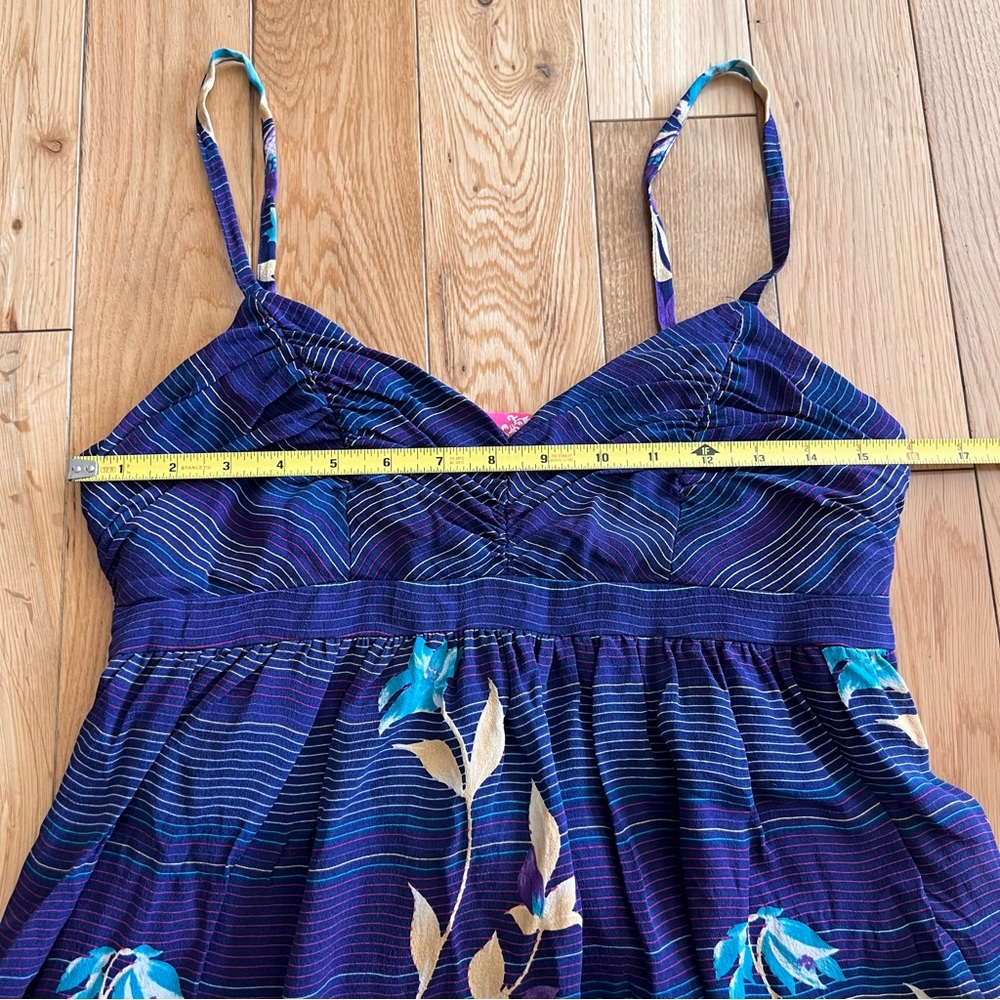 Yumi Kim Womens 100% Silk Purple Floral Sleeveless Mini Dress Size Medium - Picture 2 of 10